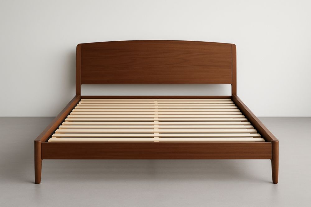 Letto Matrimoniale 160x200 in MDF Effetto Noce Marrone