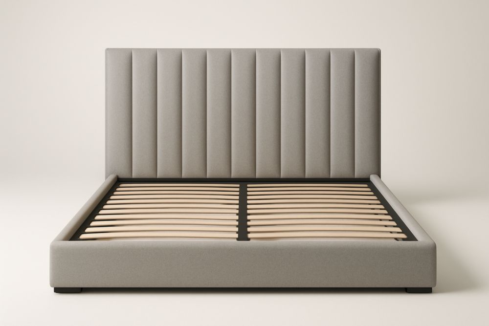 Letto in Tessuto Grigio con Testiera Alta 200x160 cm