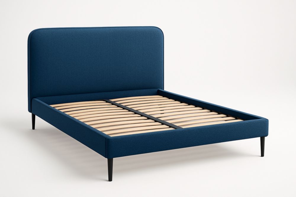 Letto Matrimoniale Blu Tessuto 200x160 cm