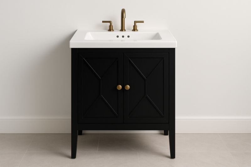 Mobile Bagno con Lavabo Ceramica Nero e Bianco