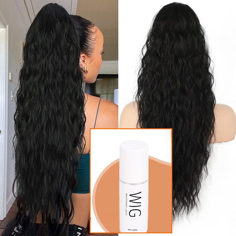 ⏳Limited 50% discount! 🎁 18" curly ponytail extension – High-temperature fibers, double attachment (clip + cord), natural volume & all-day comfort! 💇‍♀️✨