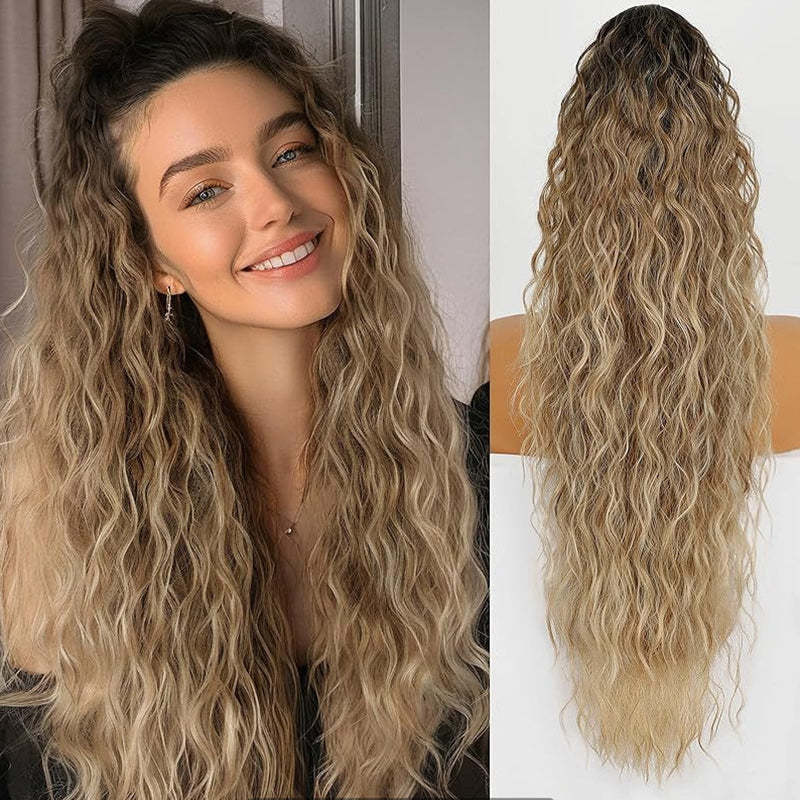 ⏳Limited 50% discount! 🎁 18" curly ponytail extension – High-temperature fibers, double attachment (clip + cord), natural volume & all-day comfort! 💇‍♀️✨