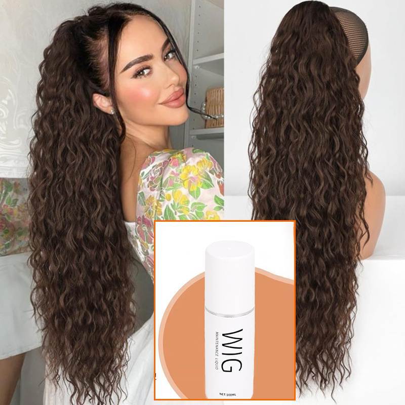 ⏳Limited 50% discount! 🎁 18" curly ponytail extension – High-temperature fibers, double attachment (clip + cord), natural volume & all-day comfort! 💇‍♀️✨