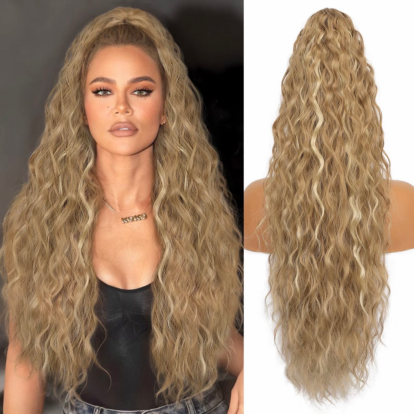 ⏳Limited 50% discount! 🎁 18" curly ponytail extension – High-temperature fibers, double attachment (clip + cord), natural volume & all-day comfort! 💇‍♀️✨
