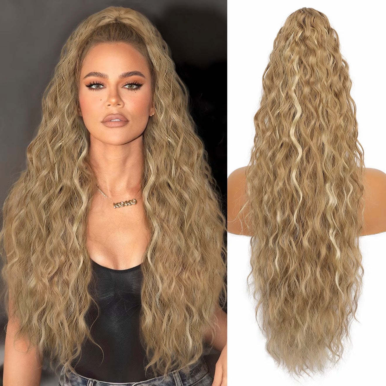 ⏳Limited 50% discount! 🎁 18" curly ponytail extension – High-temperature fibers, double attachment (clip + cord), natural volume & all-day comfort! 💇‍♀️✨
