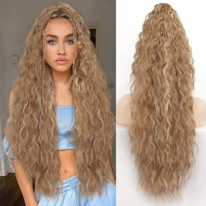 ⏳Limited 50% discount! 🎁 18" curly ponytail extension – High-temperature fibers, double attachment (clip + cord), natural volume & all-day comfort! 💇‍♀️✨