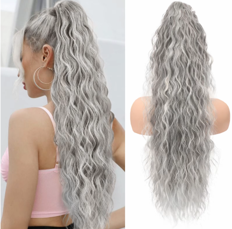 ⏳Limited 50% discount! 🎁 18" curly ponytail extension – High-temperature fibers, double attachment (clip + cord), natural volume & all-day comfort! 💇‍♀️✨