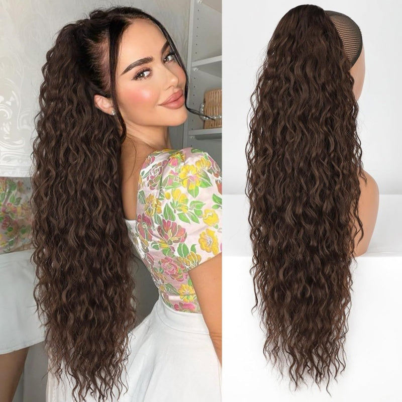 ⏳Limited 50% discount! 🎁 18" curly ponytail extension – High-temperature fibers, double attachment (clip + cord), natural volume & all-day comfort! 💇‍♀️✨