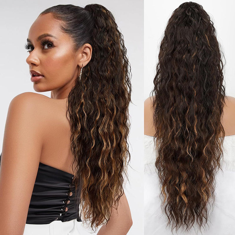 ⏳Limited 50% discount! 🎁 18" curly ponytail extension – High-temperature fibers, double attachment (clip + cord), natural volume & all-day comfort! 💇‍♀️✨