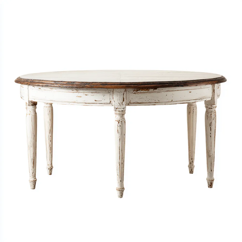 Tavolo da pranzo in legno massello 120x120x75 cm - Bianco Antico - Stile Rustico