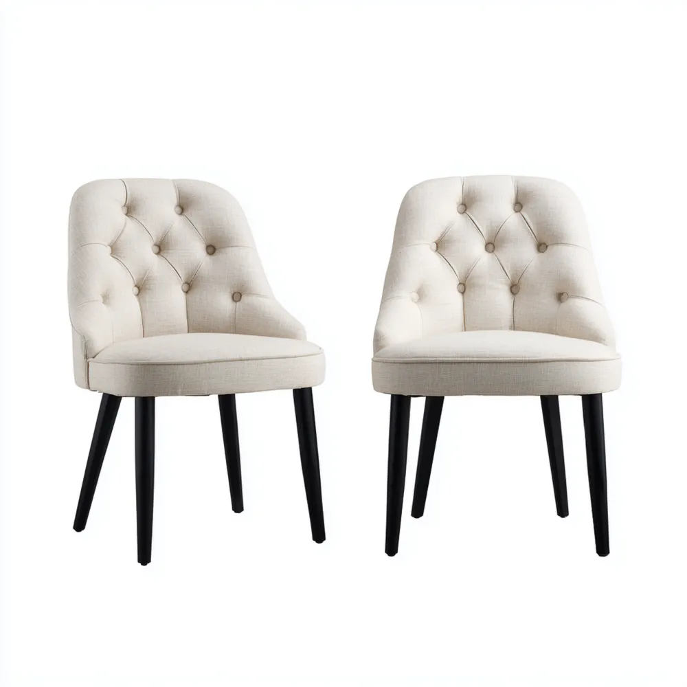 Sedie da pranzo imbottite in tessuto Beige - Design classico 50x60x85 cm