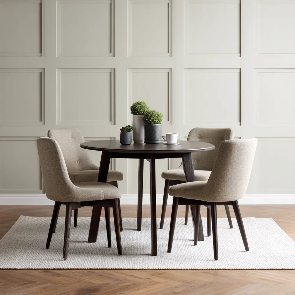 Set tavolo da pranzo rotondo in legno 100x100x75 cm - Marrone - Stile moderno