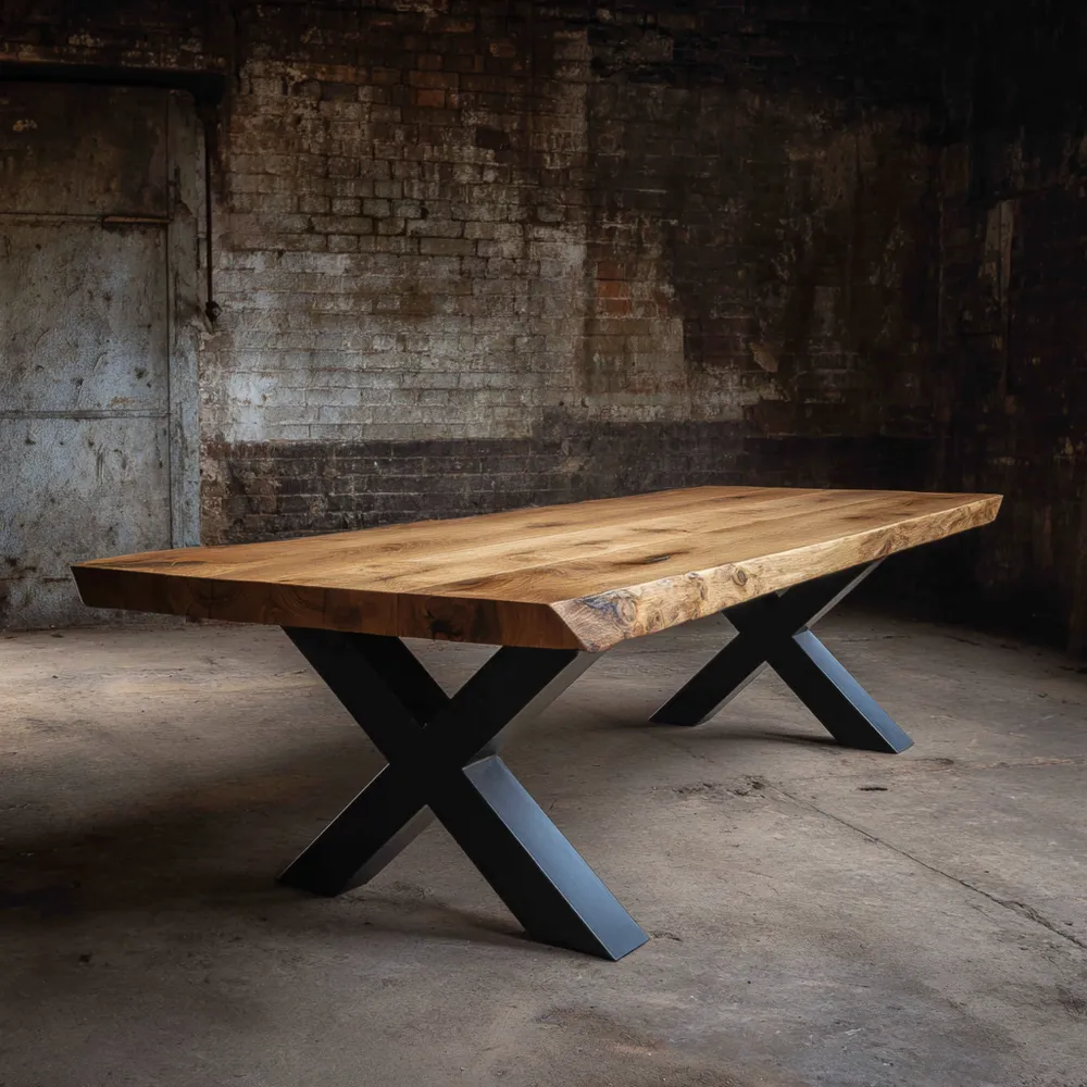 Tavolo da pranzo legno massello 200x100x75 cm - stile industriale