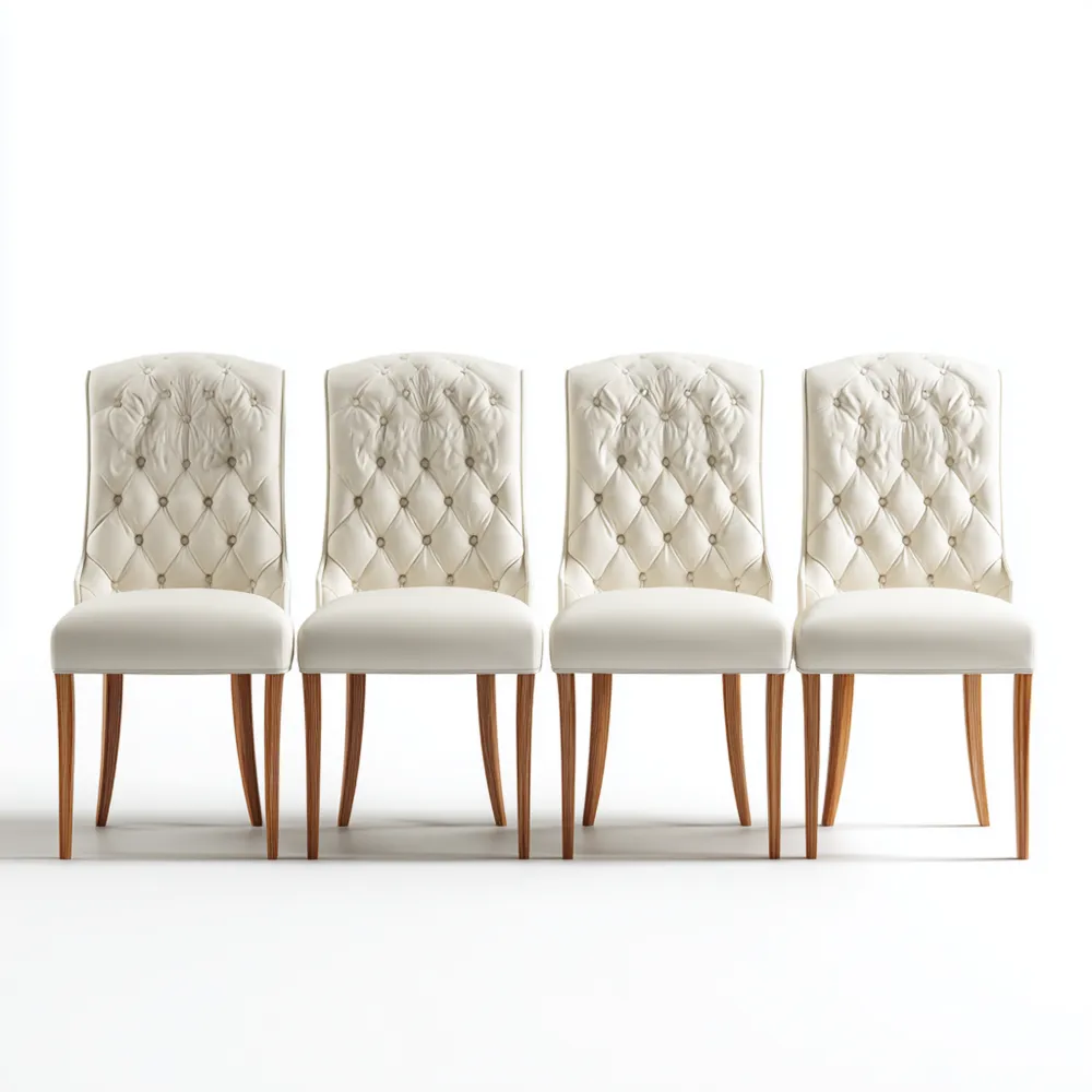 Sedie da pranzo set di 4 - Imbottite in ecopelle - 45x55x95 cm - Bianco - Design elegante