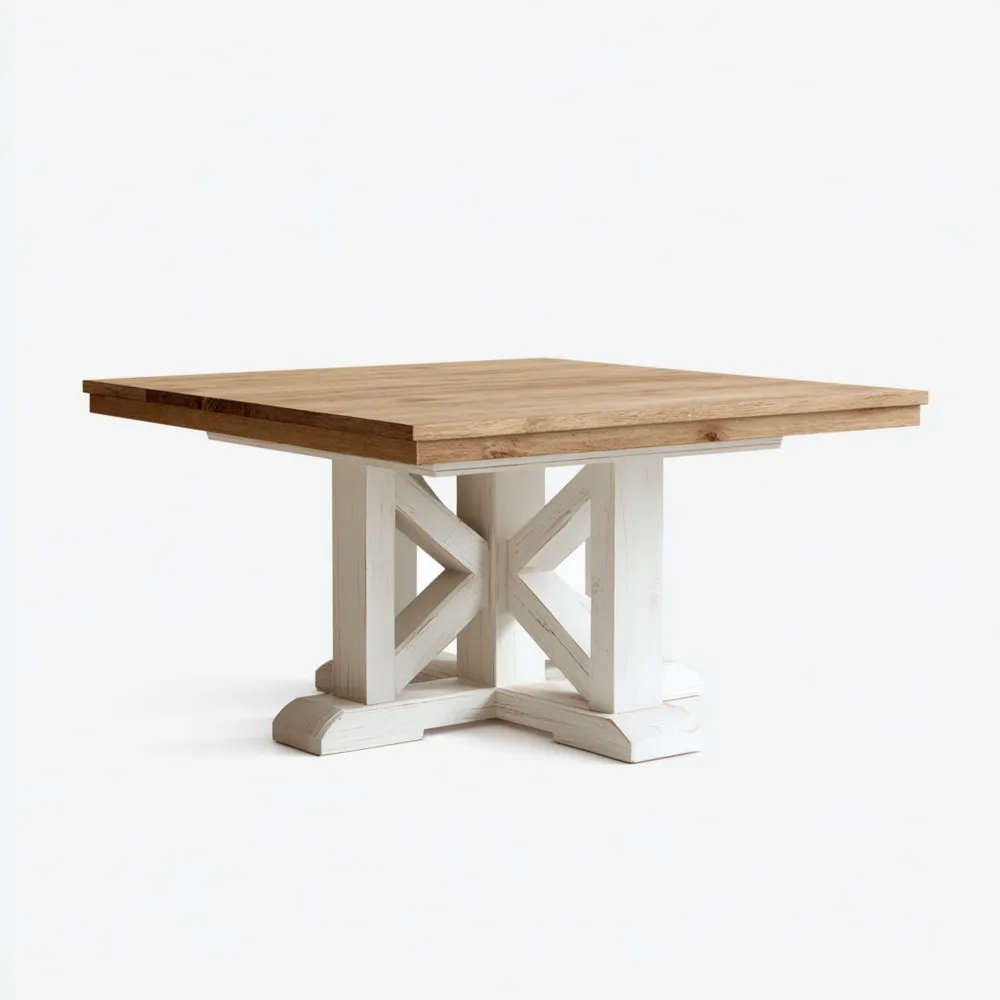 Tavolo da pranzo 150x90x75 cm in Legno massello – Bianco/Legno naturale – Design Rustico