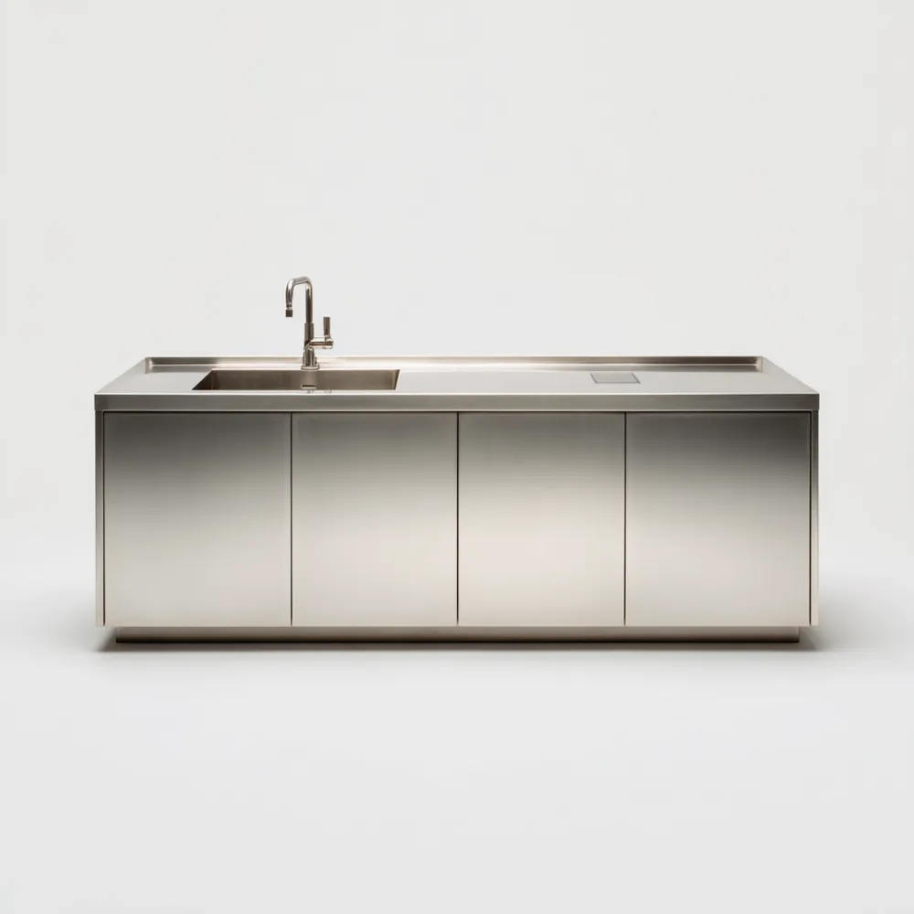 Isola da cucina in acciaio inox 200x90x95 cm - design moderno
