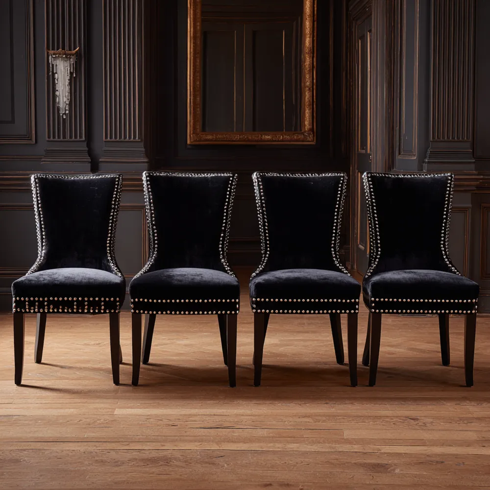 Sedia da pranzo in velluto Nero 45x55x85 cm - design elegante