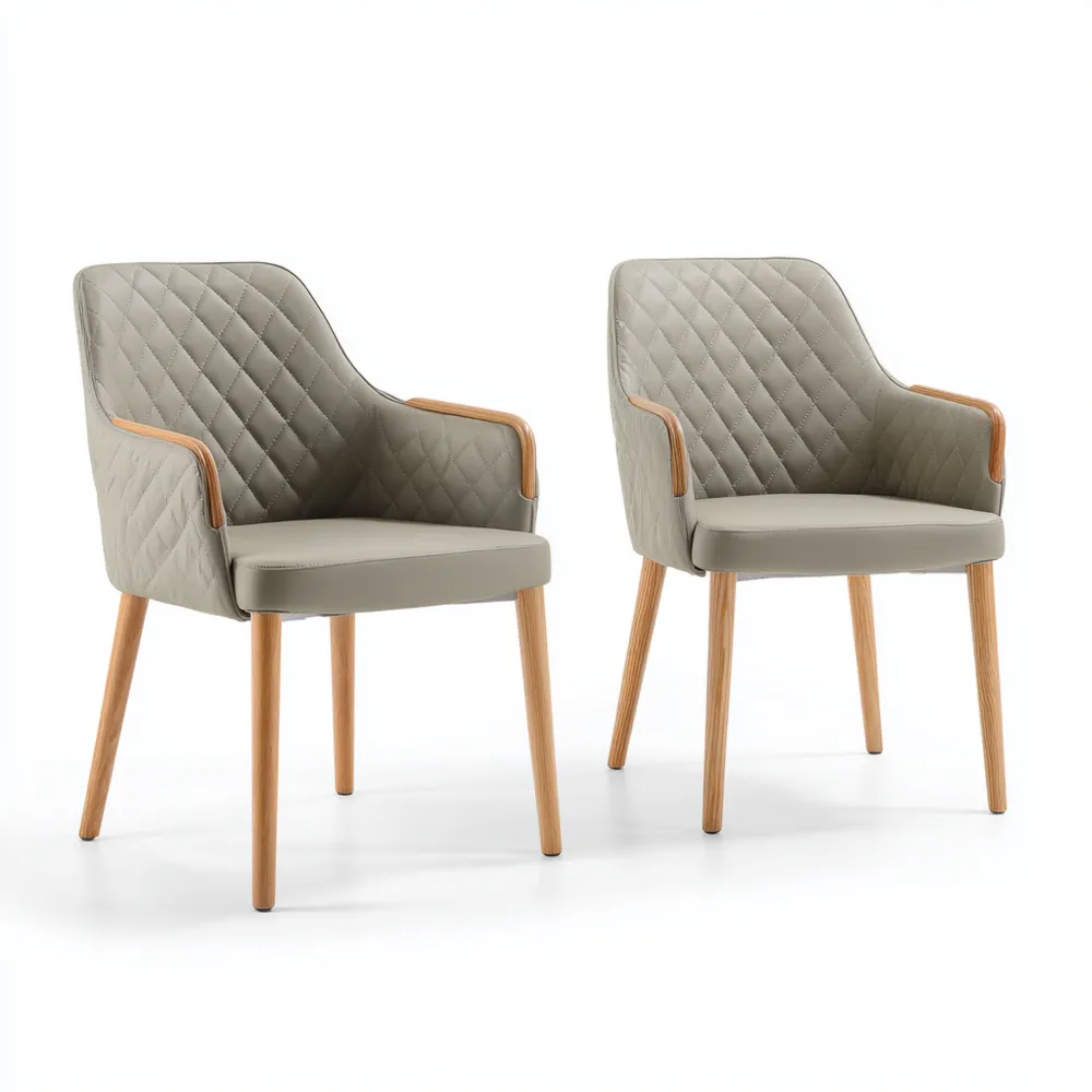 Set di Sedie da Pranzo Imbottite Poliestere 60x58x85 cm - Grigio Chiaro