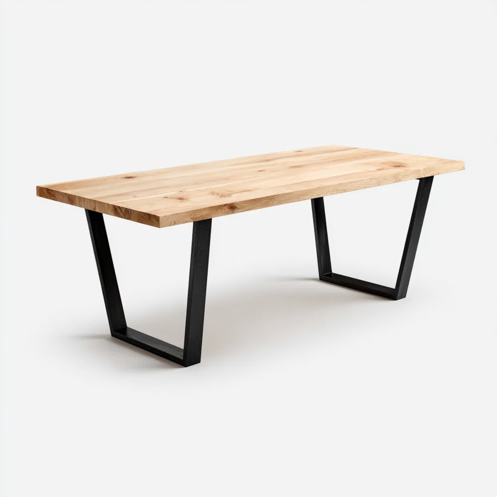 Tavolo da pranzo in legno massello 200x100x75 cm - Rovere naturale - Design industriale