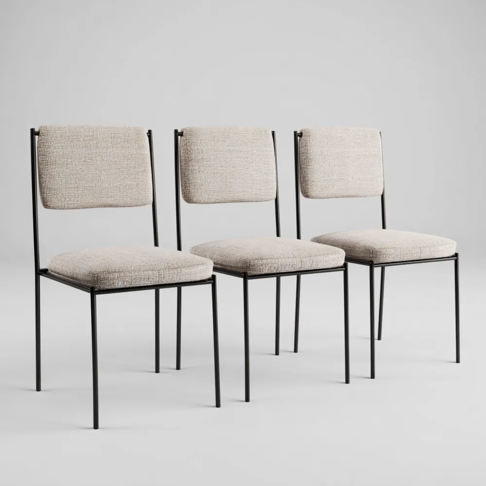 Set di Sedie da Pranzo in Stoffa 45x53x85 cm - Beige - Design Moderno