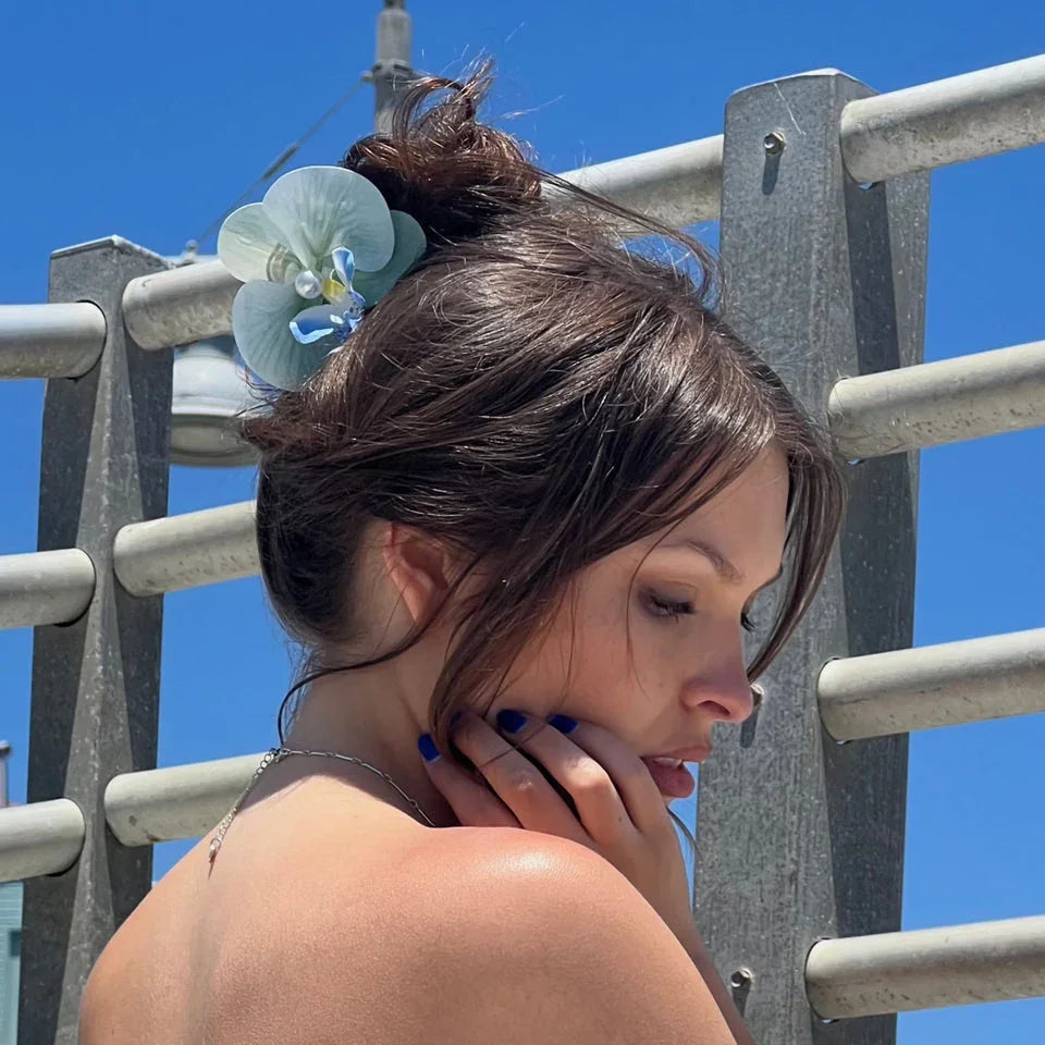 Sea Green Orchid Claw Clip