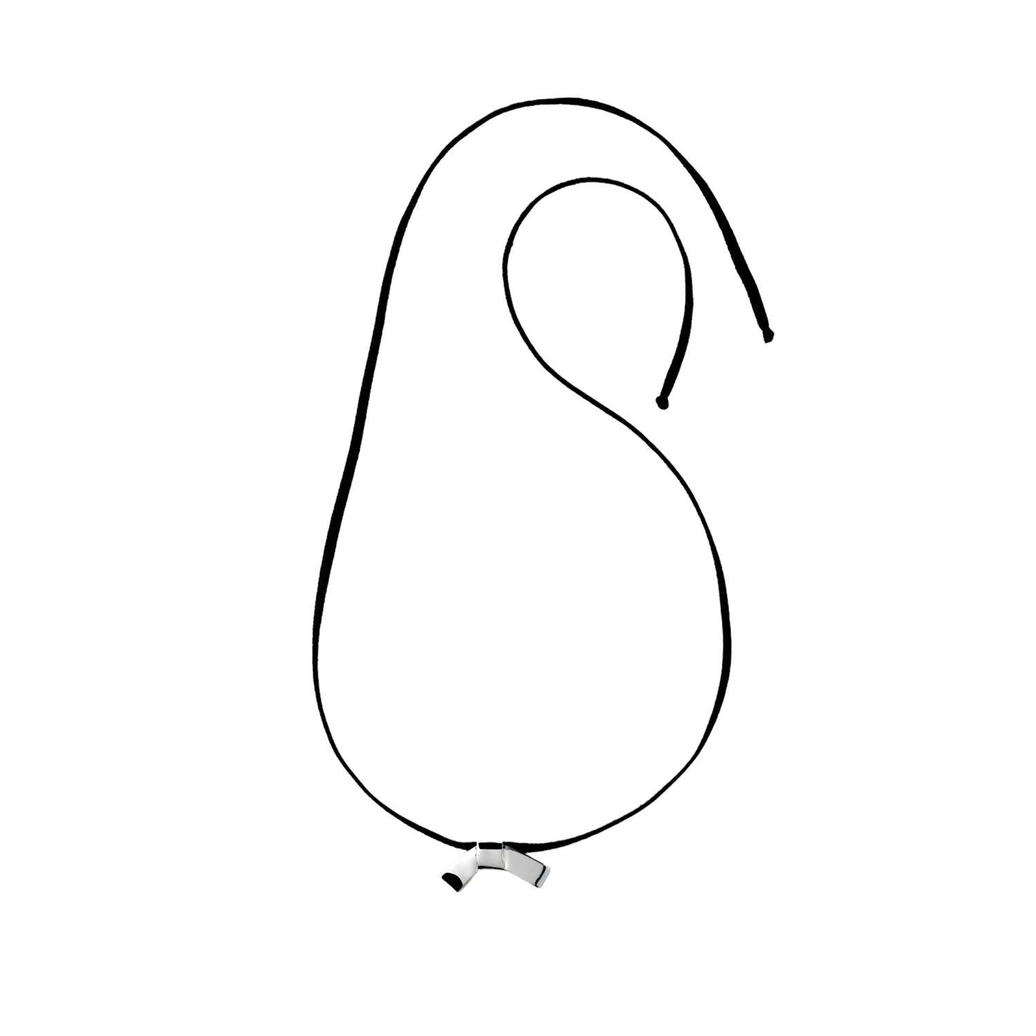 PETITE BOW FAUX SUEDE RIBBON CRAVAT NECKLACE featuring a clean chic design and modern nature silver and black color ,perfect for dailylife/party/office/casual occasion. Styled against a white background.