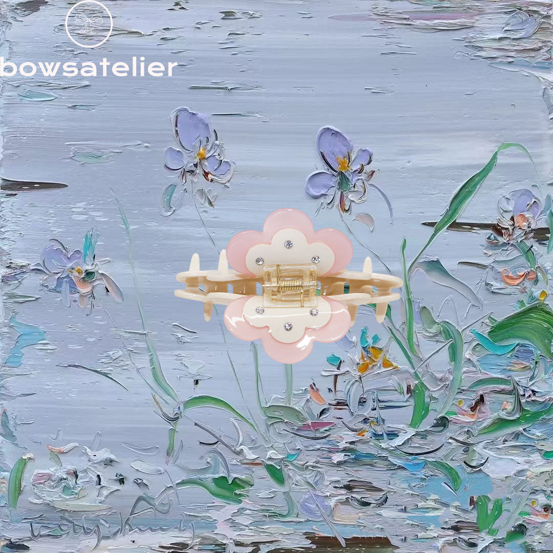 Big Cream Puff Flower bio-acetate go-to essentials emijay discount large big sale designer Sephora hair claw clip durable pink butterfly flat feminine, high-quality hair accessories like statement Nordstrom hair pin french barrettes for all hair types