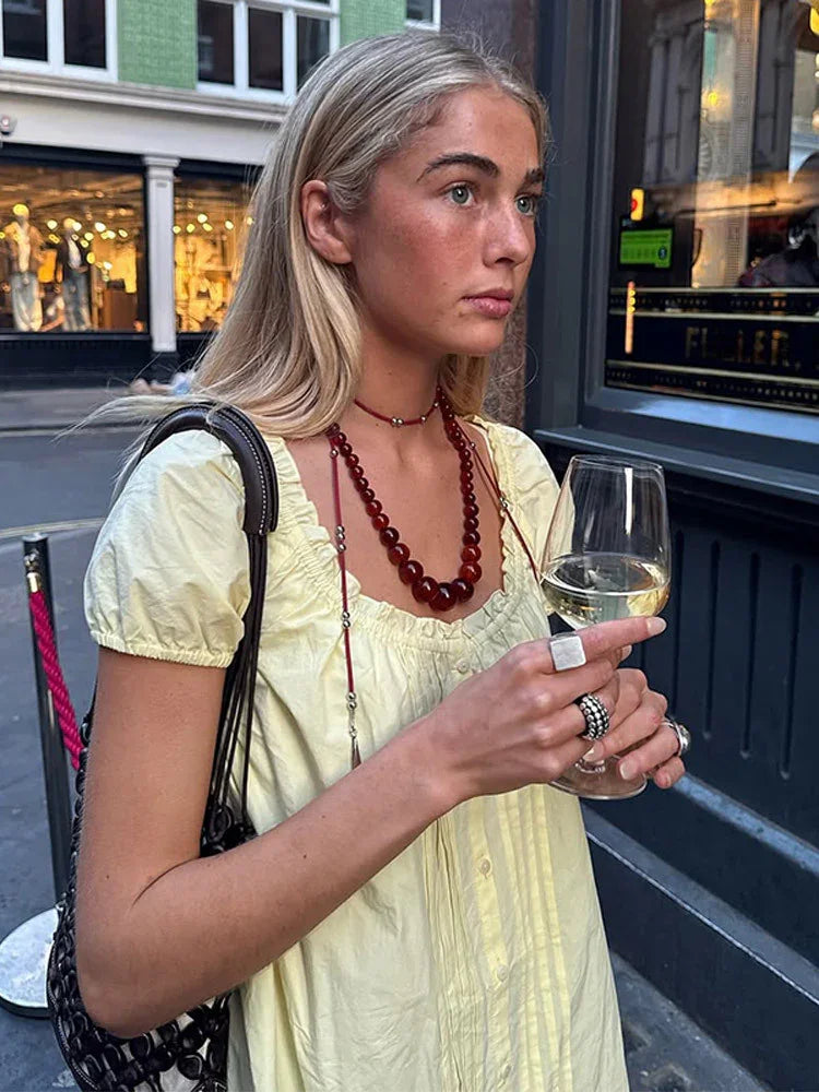 Morning Mini Dress - Citrine my mum made it coupon  sale code skirt puffer bag dress white crop top girl cute clothing mindfully outfits cottagecore  cotton good quality comfy chic vacation daily