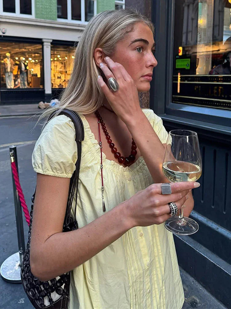 Morning Mini Dress - Citrine my mum made it coupon  sale code skirt puffer bag dress white crop top girl cute clothing mindfully outfits cottagecore  cotton good quality comfy chic vacation daily