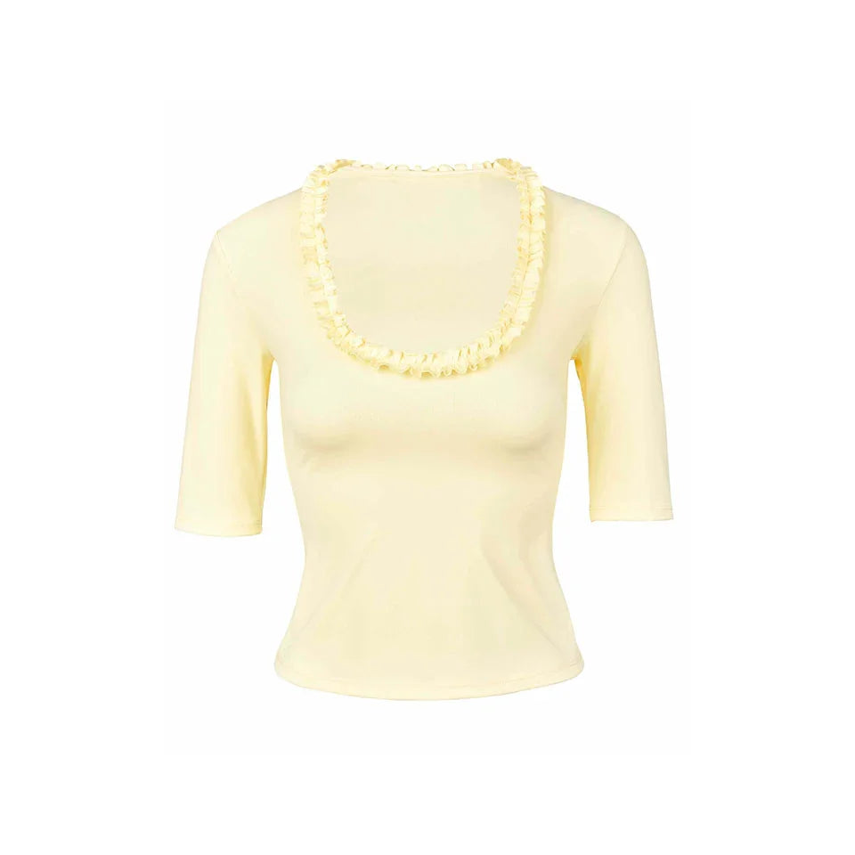 Citrine Ruffle Beach Top my mum made it coupon  sale code skirt puffer bag dress white crop top girl cute clothing mindfully outfits cottagecore  cotton good quality comfy chic vacation daily