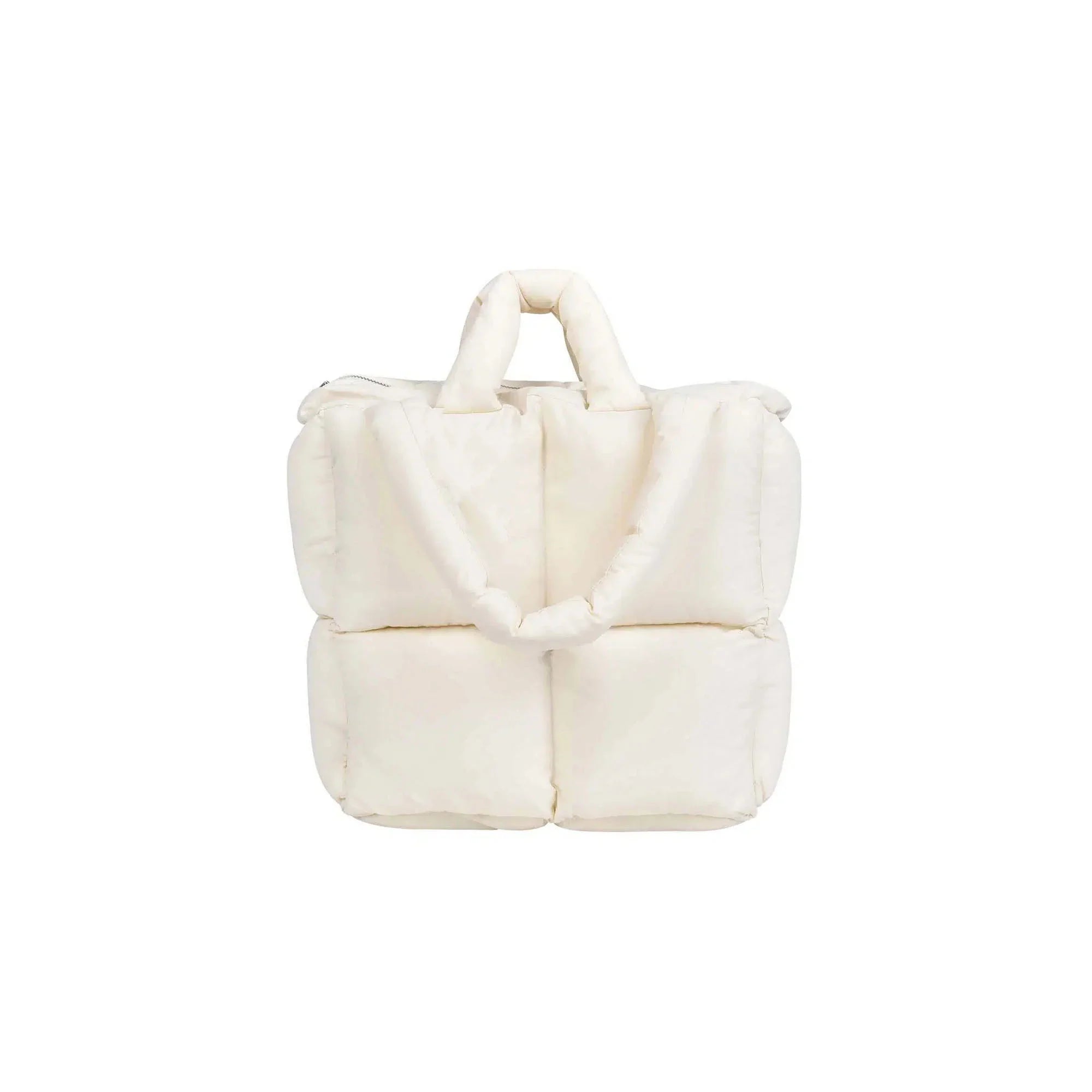 Puffer Tote Bag - Pink White plush bag on a white background my mum made it coupon  sale code skirt puffer bag dress white crop top girl cute clothing mindfully outfits cottagecore  cotton good quality comfy chic vacation daily
