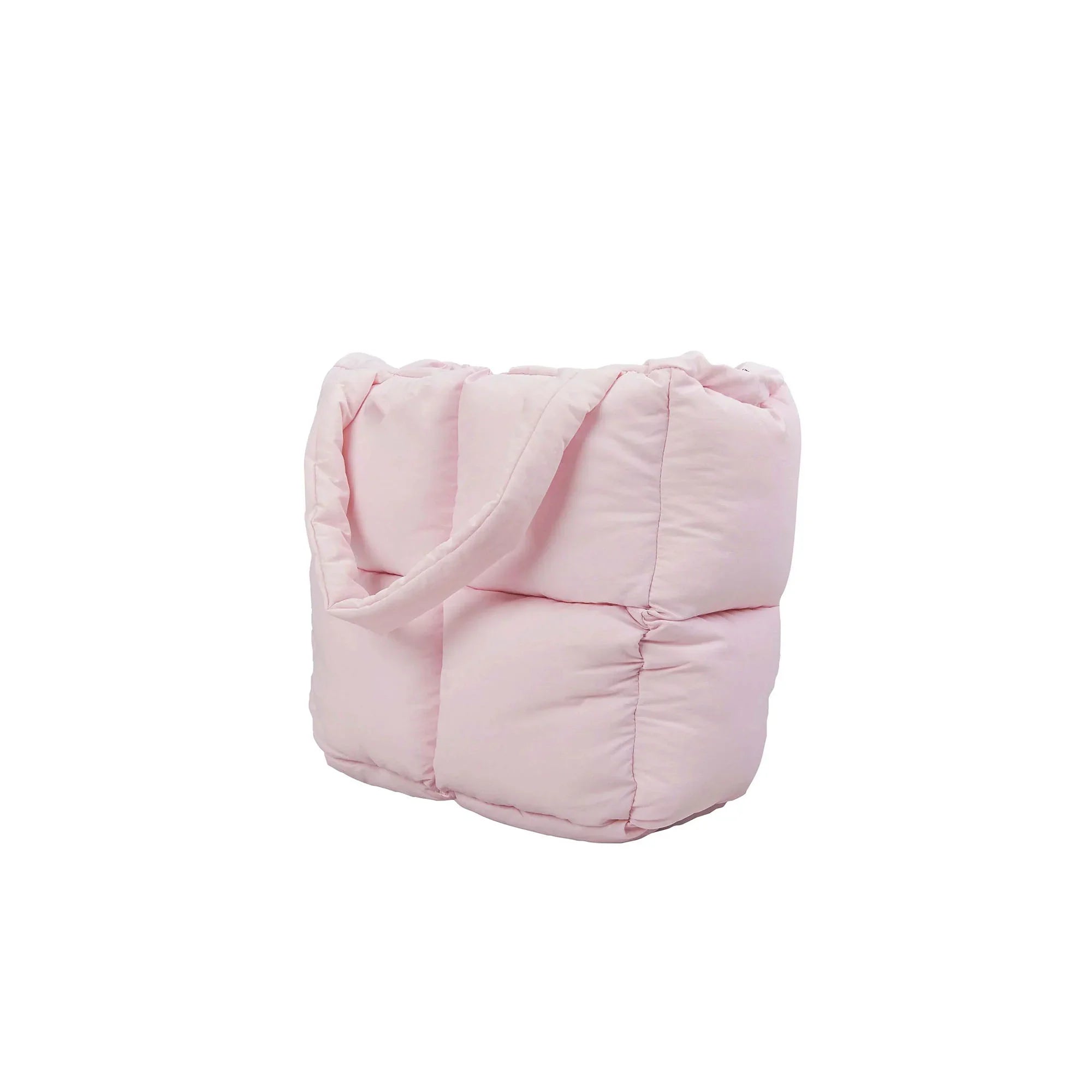 Puffer Tote Bag - Pink White plush bag on a white background my mum made it coupon  sale code skirt puffer bag dress white crop top girl cute clothing mindfully outfits cottagecore  cotton good quality comfy chic vacation daily