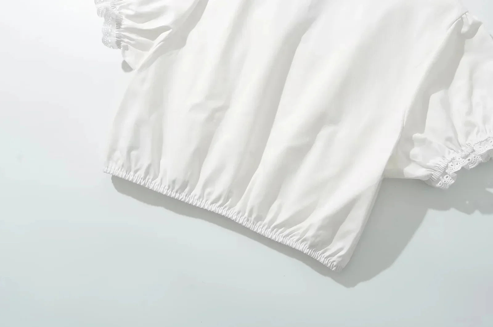 Lace Puff Sleeve Crop my mum made it coupon  sale code skirt puffer bag dress white crop top girl cute clothing mindfully outfits cottagecore 