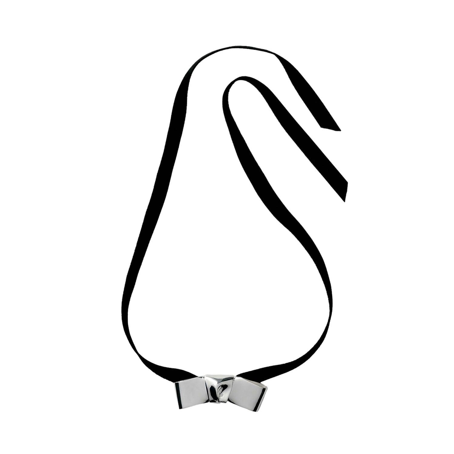 Chloe Large Bow Faux Suede Ribbon Cravat Necklace - bowsatelier