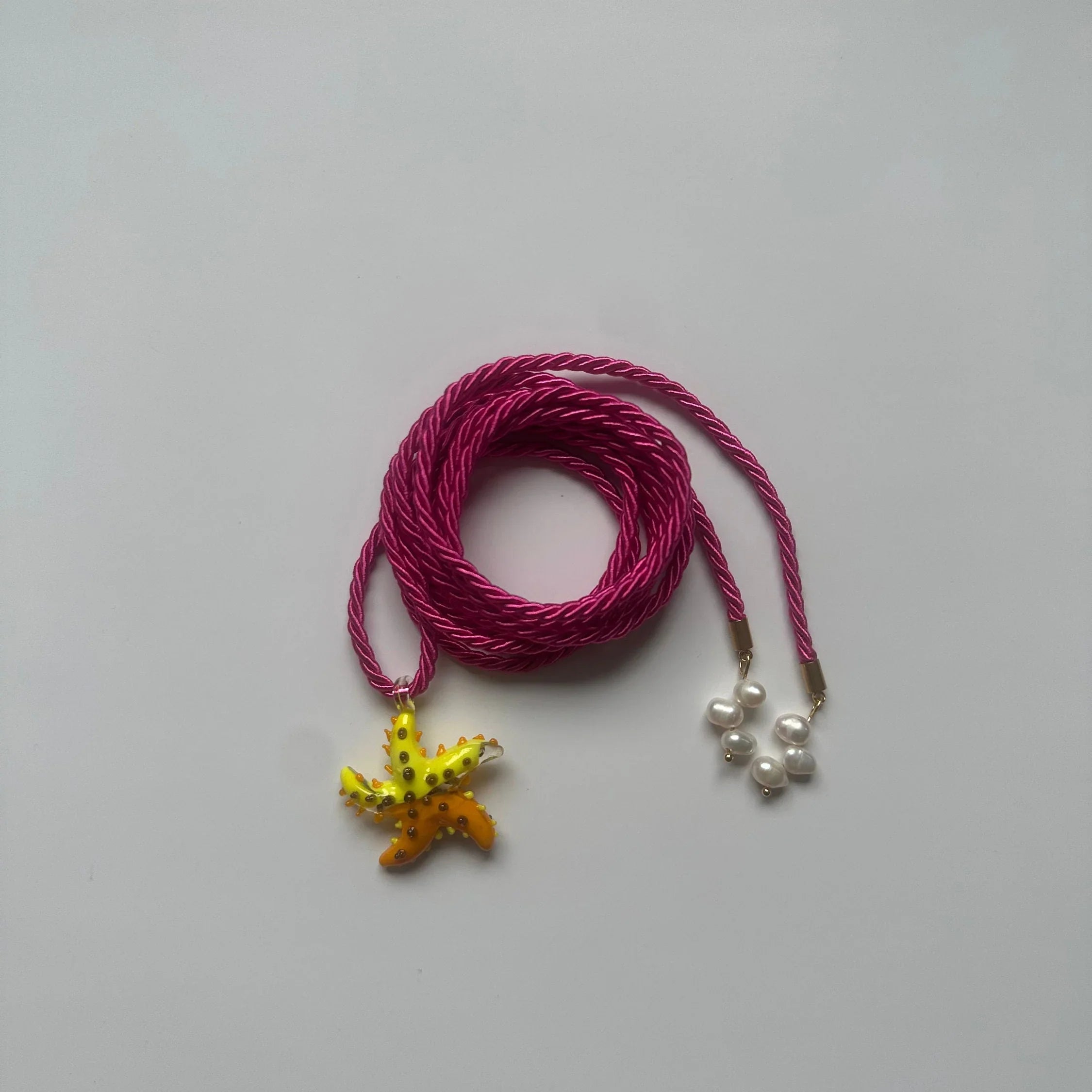 Chunky Pearl Starfish Charm Choker Necklace