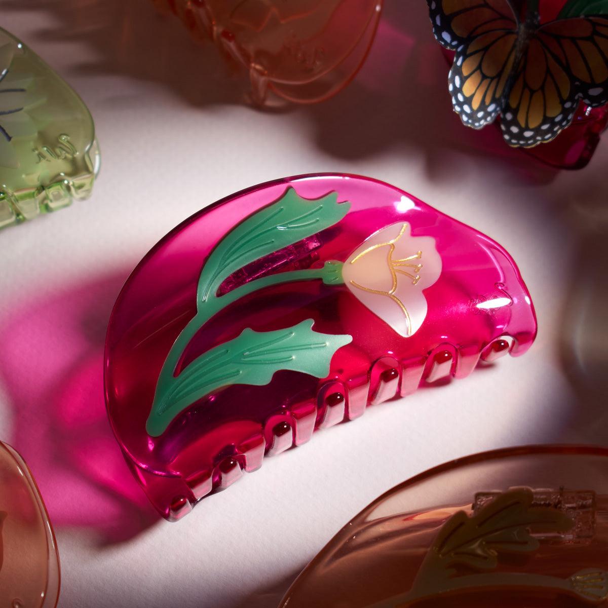 Mexican Primrose Flower cute bio-acetate winona irene big sale designer tortoise shell hair claw clip durable pink butterfly flat online wholesale hair pin hair accessories french barrettes for thick hair styles women.