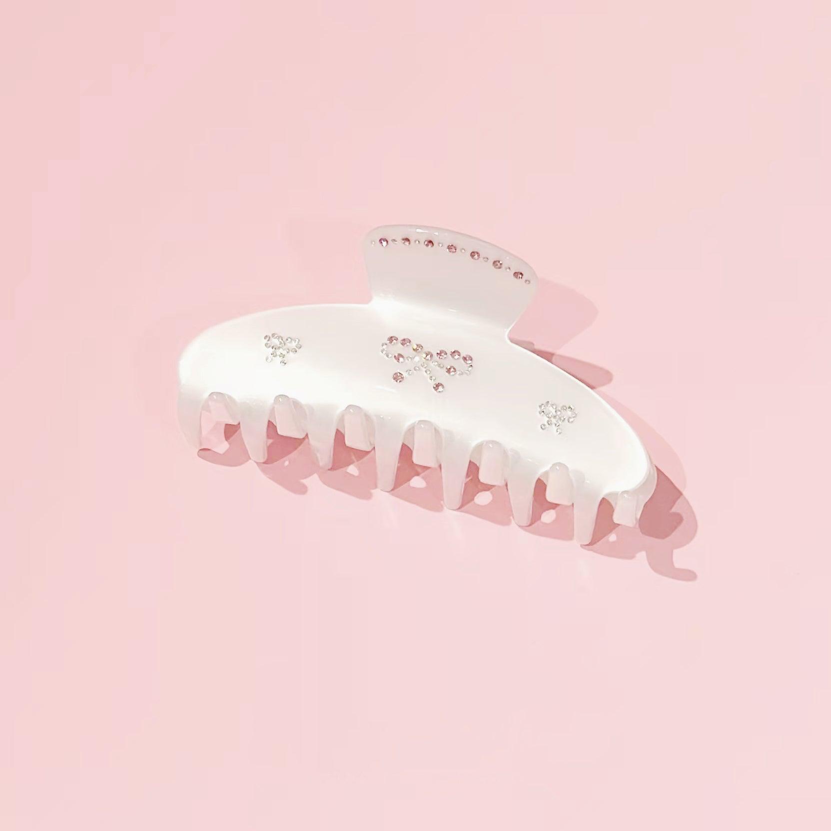 Big Effing Clip In Shining Pearl Bow bio-acetate go-to essentials emijay discount large big sale designer Sephora hair claw clip durable pink butterfly flat feminine, high-quality hair accessories like statement Nordstrom hair pin french barrettes for all hair types