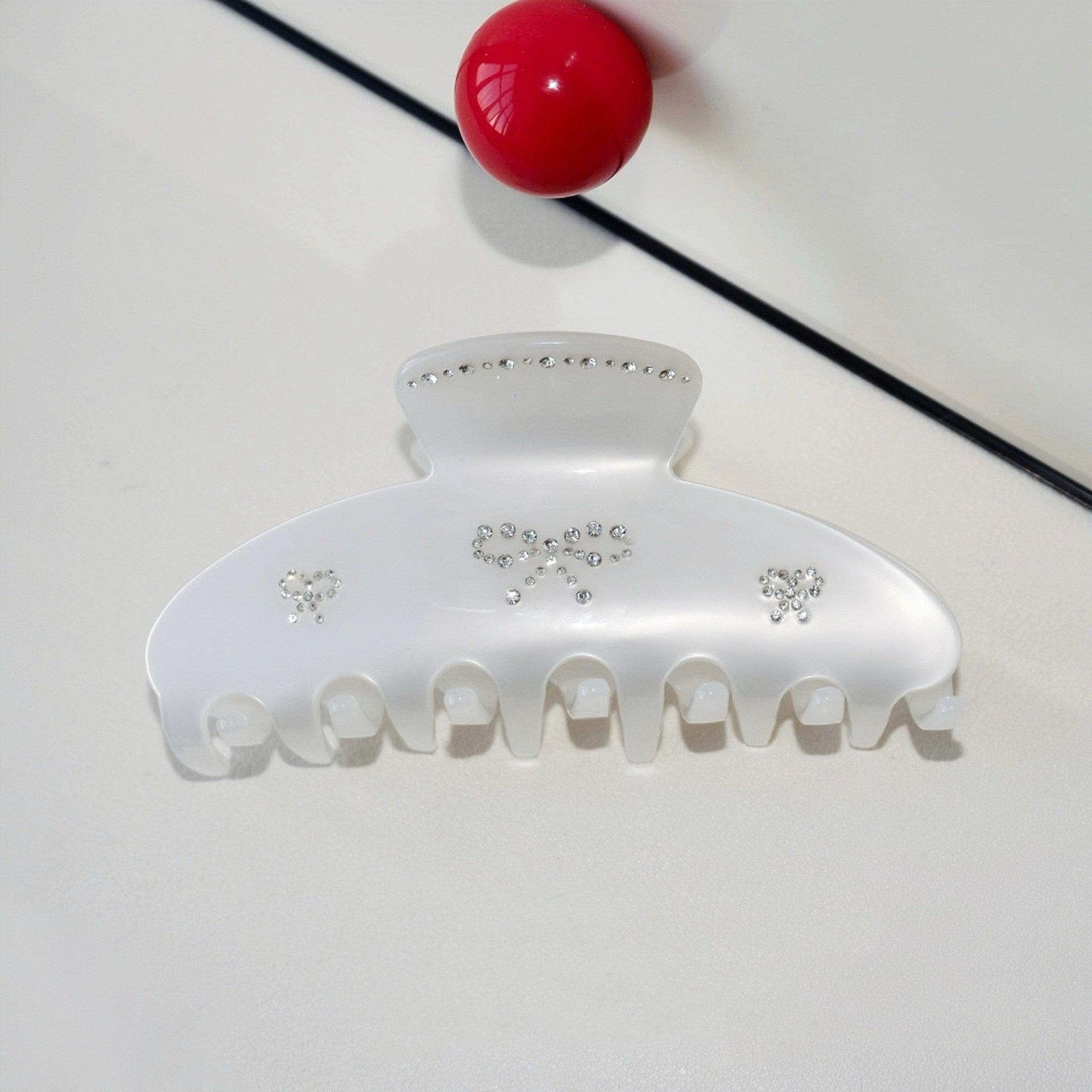 Big Effing Clip In Shining Pearl Bow bio-acetate go-to essentials emijay discount large big sale designer Sephora hair claw clip durable pink butterfly flat feminine, high-quality hair accessories like statement Nordstrom hair pin french barrettes for all hair types