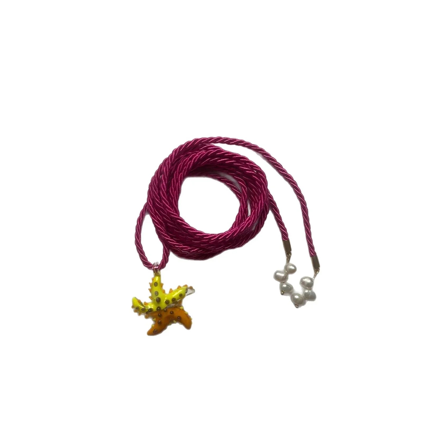 Chunky Pearl Starfish Charm Choker Necklace