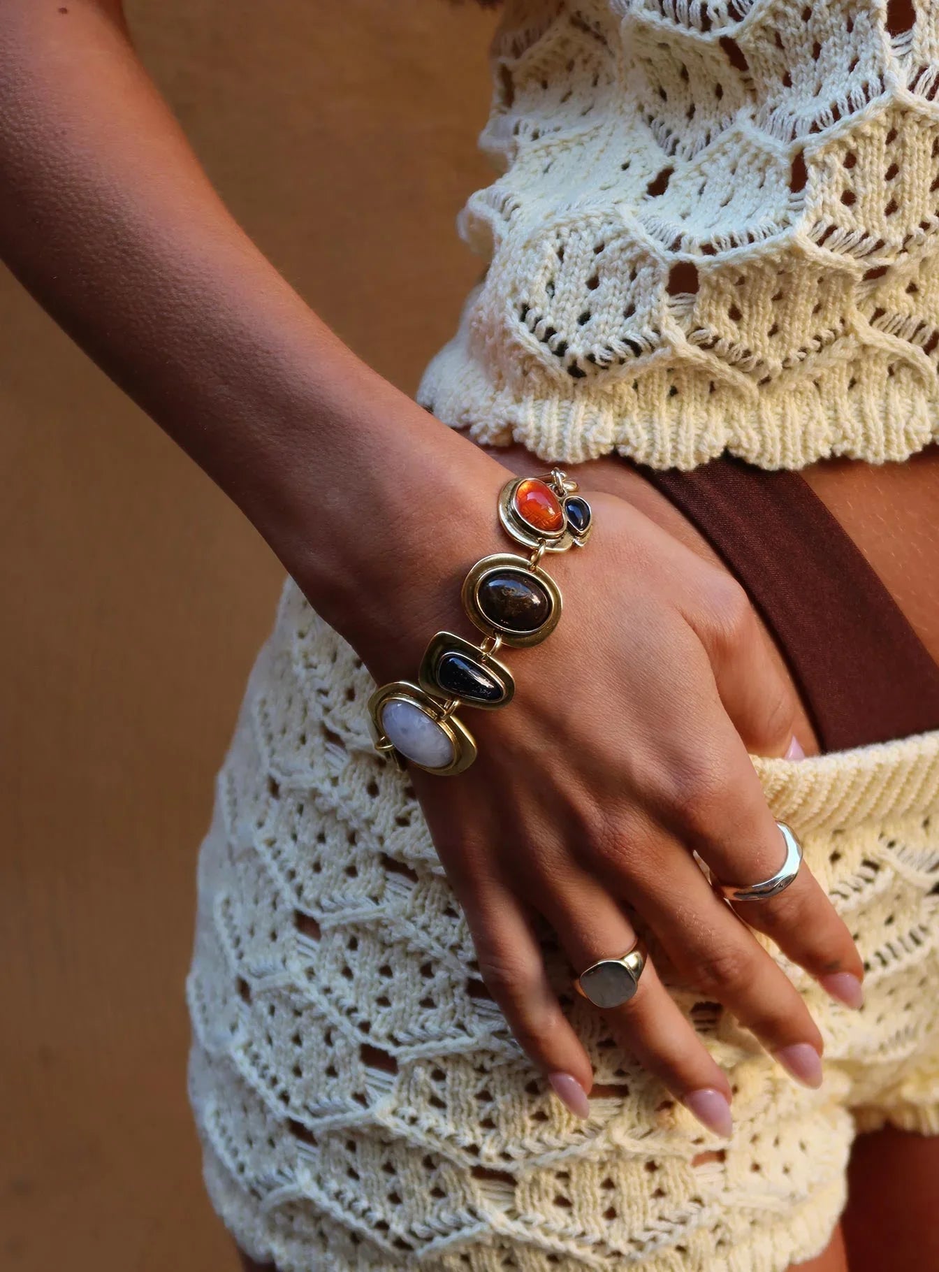 Jazlyn gold stone bracelet