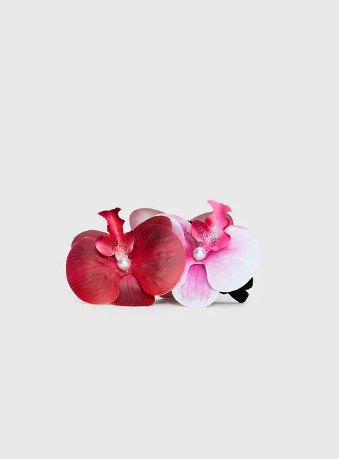 Pink Calderra orchid hair clips
