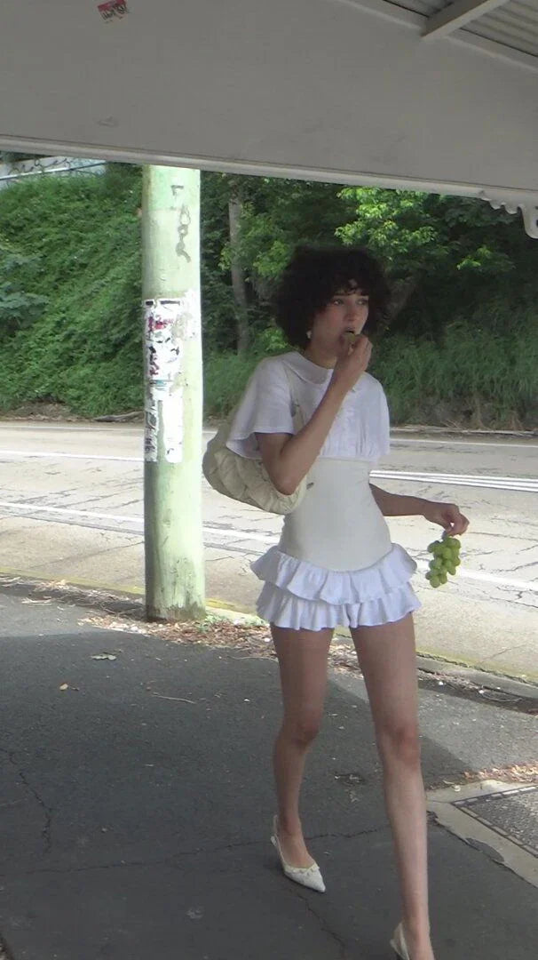 Collar Fitted Frill Dress my mum made it coupon  sale code skirt puffer bag dress white crop top girl cute clothing mindfully outfits cottagecore  cotton good quality comfy chic vacation daily