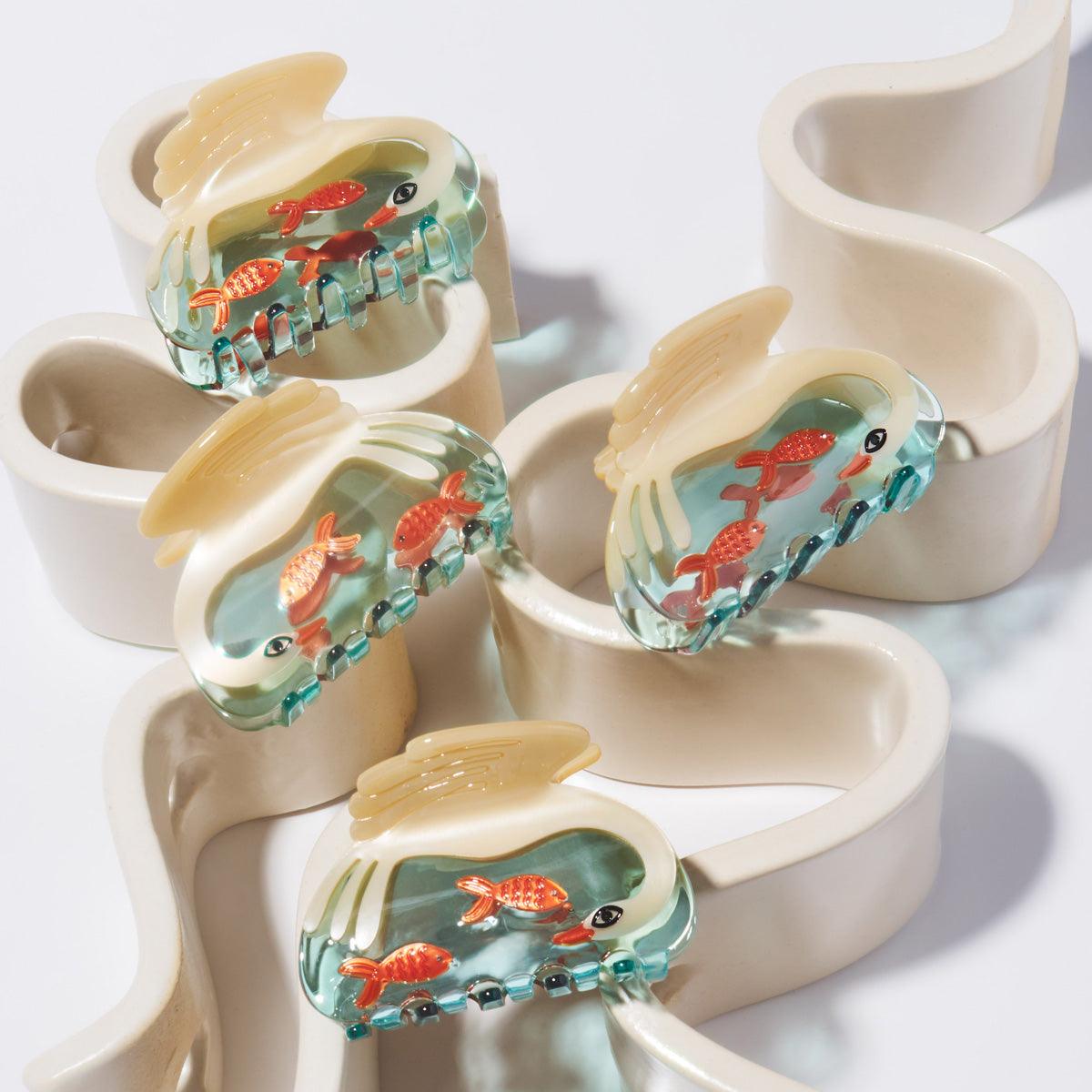 Pearl Swan Goldfish cute bio-acetate winona irene big sale designer tortoise shell hair claw clip durable pink butterfly flat online wholesale hair pin hair accessories french barrettes for thick hair styles women.