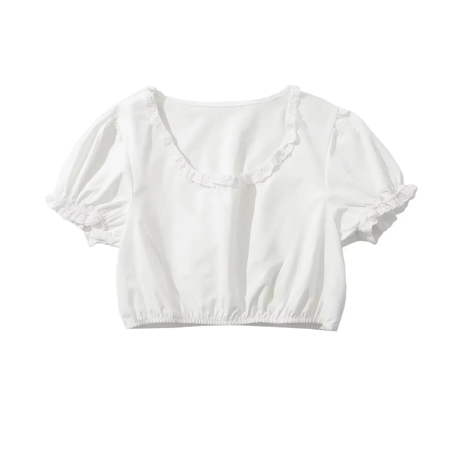 Lace Puff Sleeve Crop my mum made it coupon  sale code skirt puffer bag dress white crop top girl cute clothing mindfully outfits cottagecore 