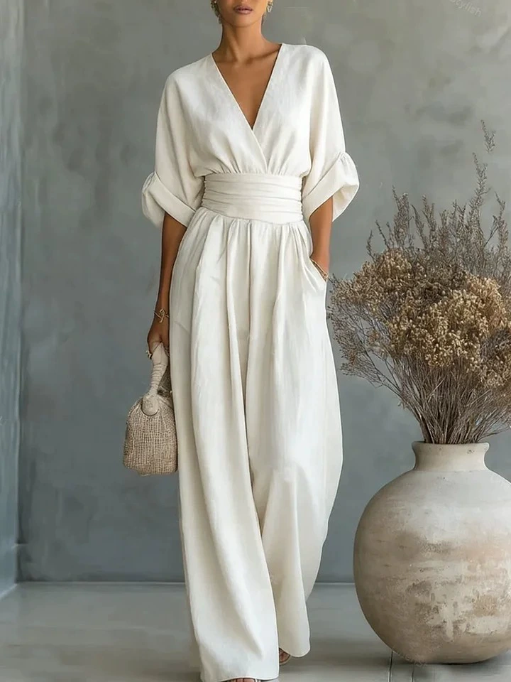 Comfy Lightweight Linen-LikeJumpsuit with Pockets