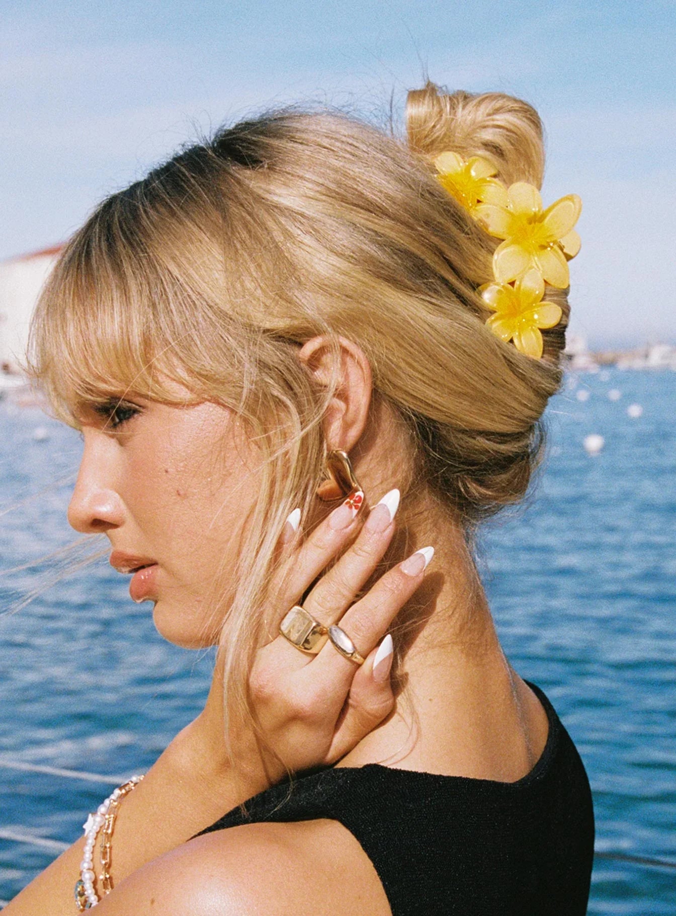 Chianti frangipani yellow claw clip