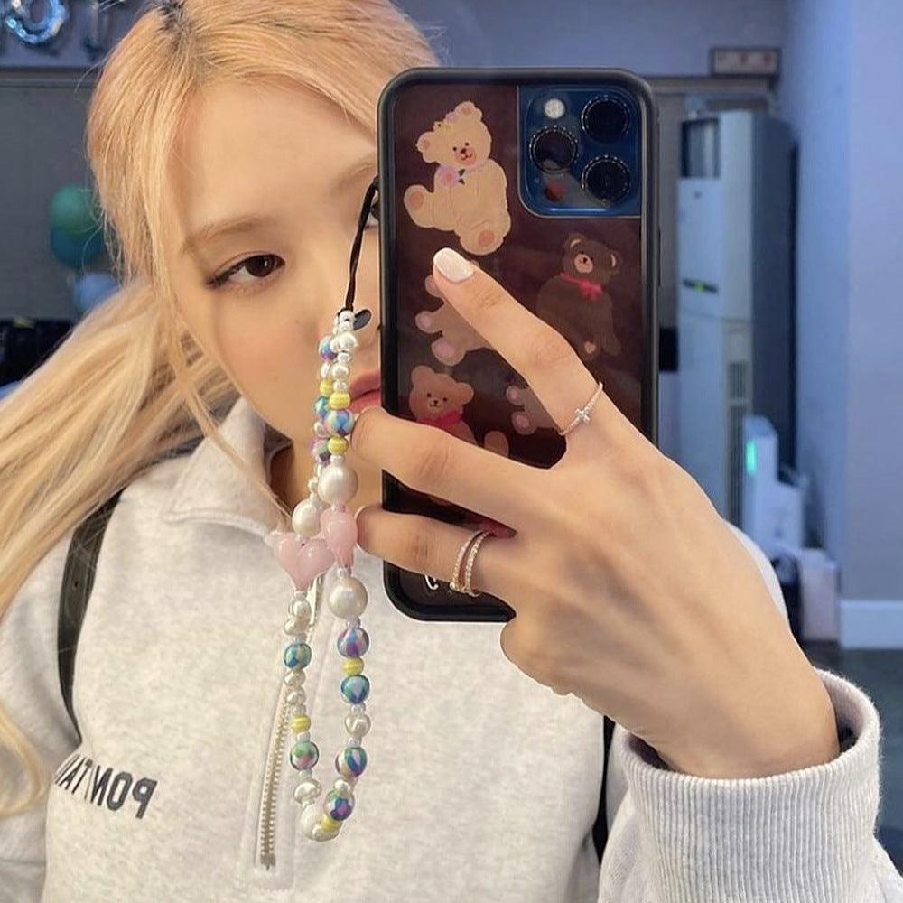 Venus Pearl Trap Wristlet Phone Strap Stringting sale phone  bag charm chain crafted with high-quality colorful beads—perfect for accessorizing phones with a minimalist, stylish touch. A must-have essential and a thoughtful gift idea for women.