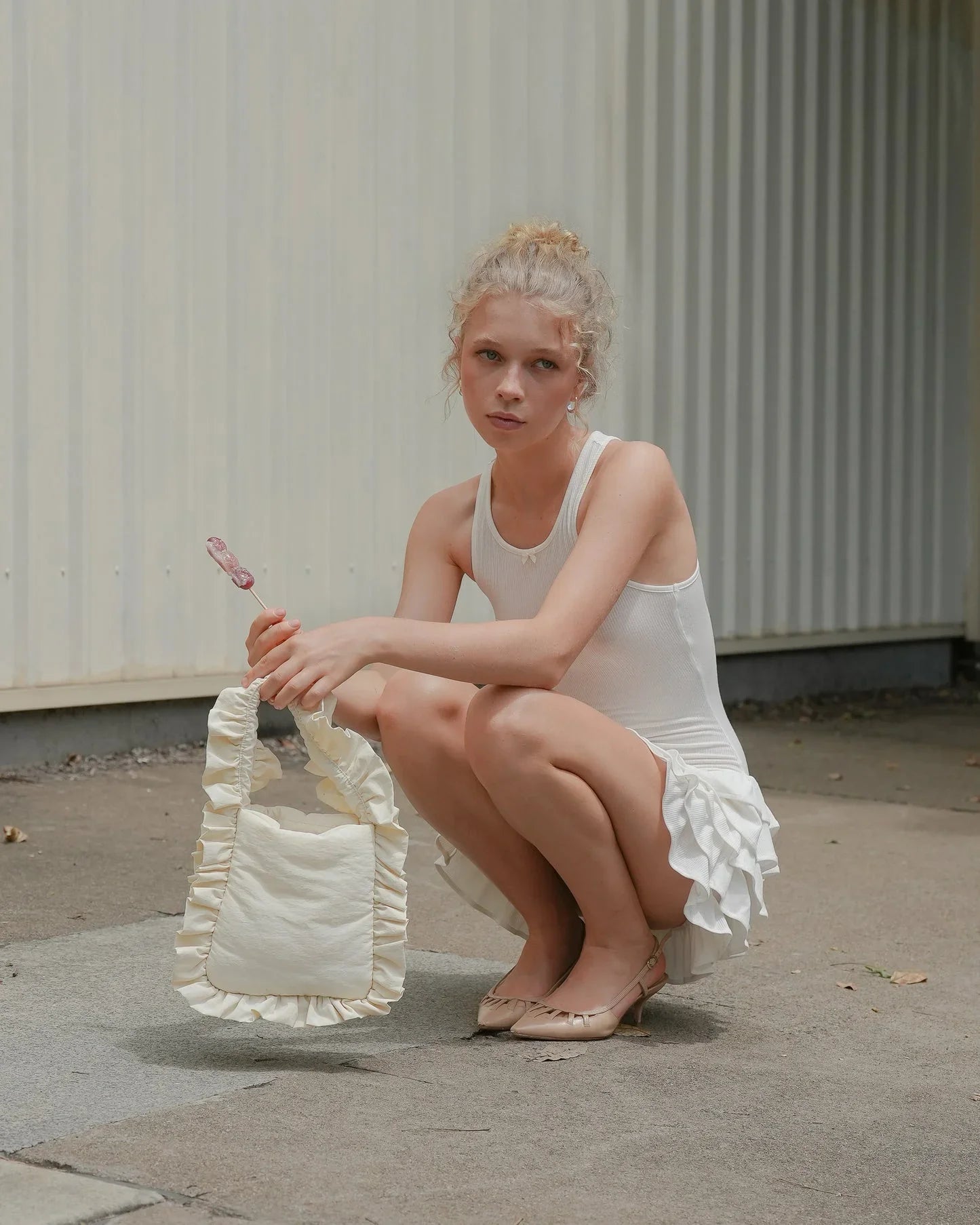 Frill Tank Dress my mum made it coupon  sale code skirt puffer bag dress white crop top girl cute clothing mindfully outfits cottagecore  cotton good quality comfy chic vacation daily