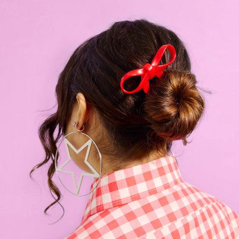 BowsAtelier Large Bow Hairpin in red - Stylish Hair Clip for Women's curly long hair  Fashion Chunks big sale