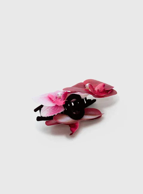 Pink Calderra orchid hair clips